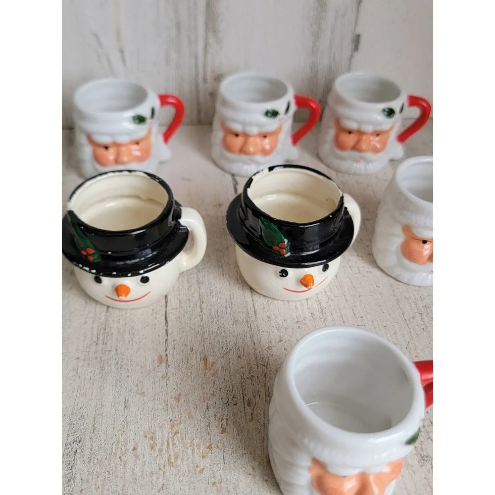 Ceramic Santa Claus mini mug cup snowman Xmas set home kitchen